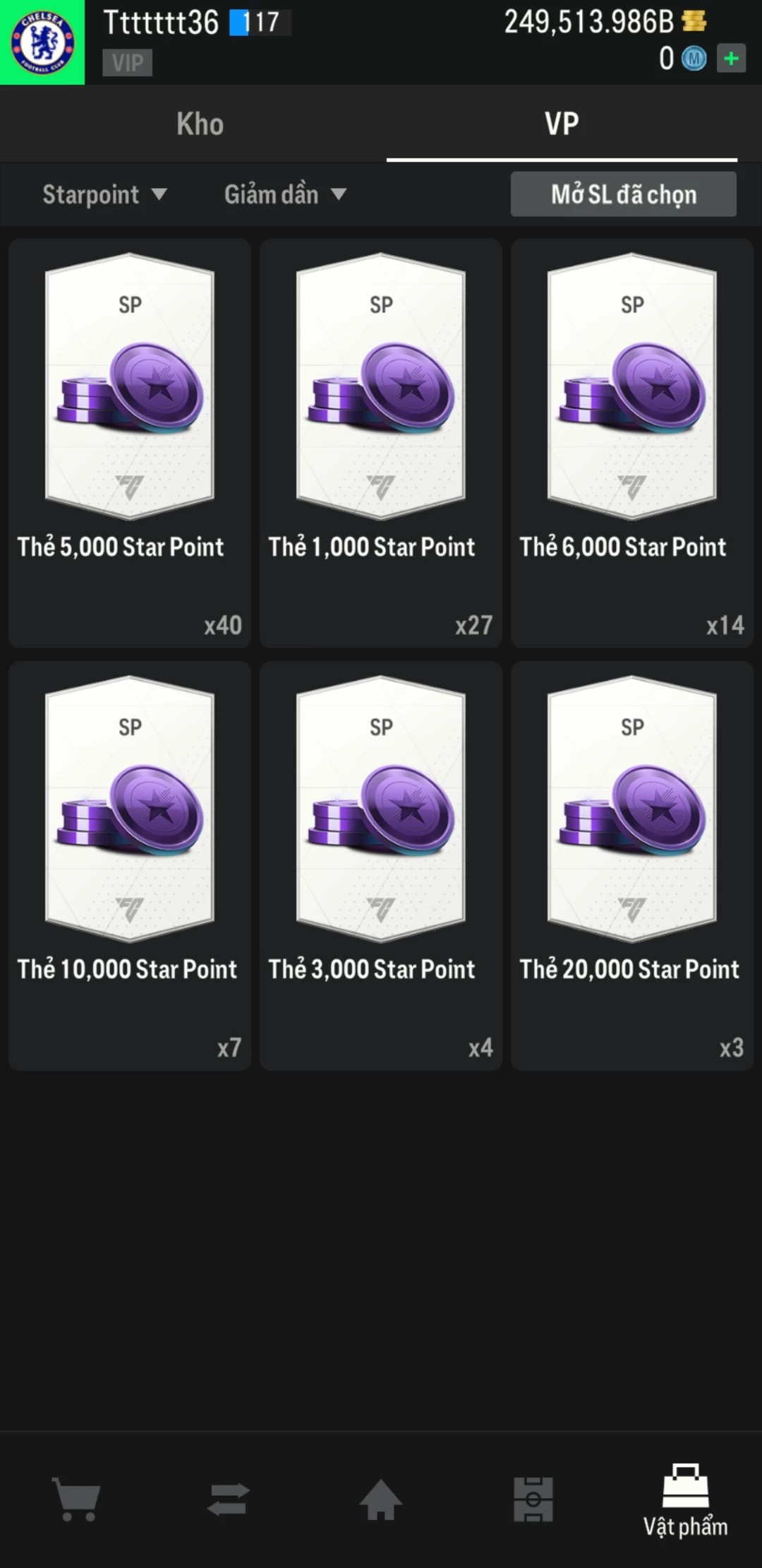 Ảnh ACC mở thẻ (LOẠI SVIP PROMAX) bao gồm có 02 thẻ +12, 04 thẻ PRIME (QH+, CP+, XS+, HĐ+) và hơn 1600+ thẻ cầu thủ từ Siêu sao đến Miền núi các loại. Acc có sẵn BP trắng từ 230.000 tỷ BP đến 250.000 tỷ BP kèm theo nhiều ngày SVIP